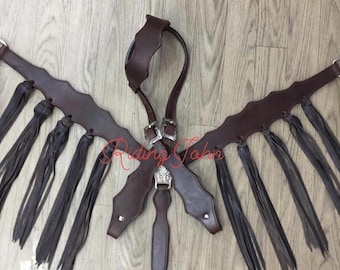 Western Brown Leather Tack Set Of Headstall and Breast Colllar