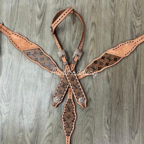 Ensemble De Harnachement Western En Cuir Marron - Tête De