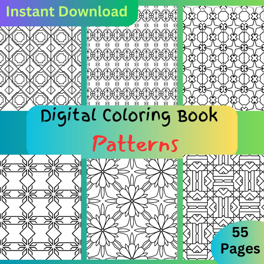 Geometric Patterns Coloring Book: 55 Relaxing Pages (PDF Pattern) - Etsy