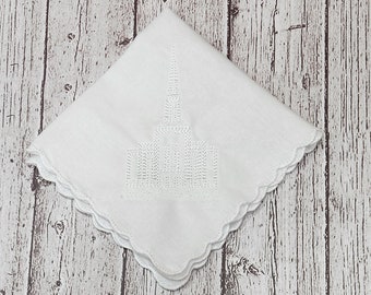 Embroidered Burley Idaho Temple Handkerchiefs