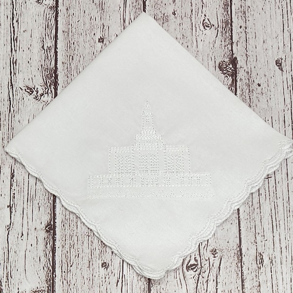 Embroidered Deseret Peak Utah Temple Handkerchiefs