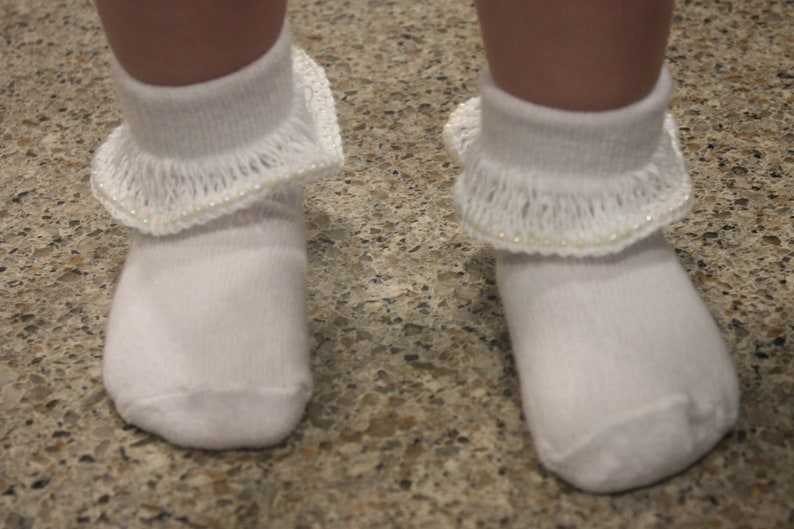 Crochet Beaded Ruffle Trim Socks 0 6 Month image 2