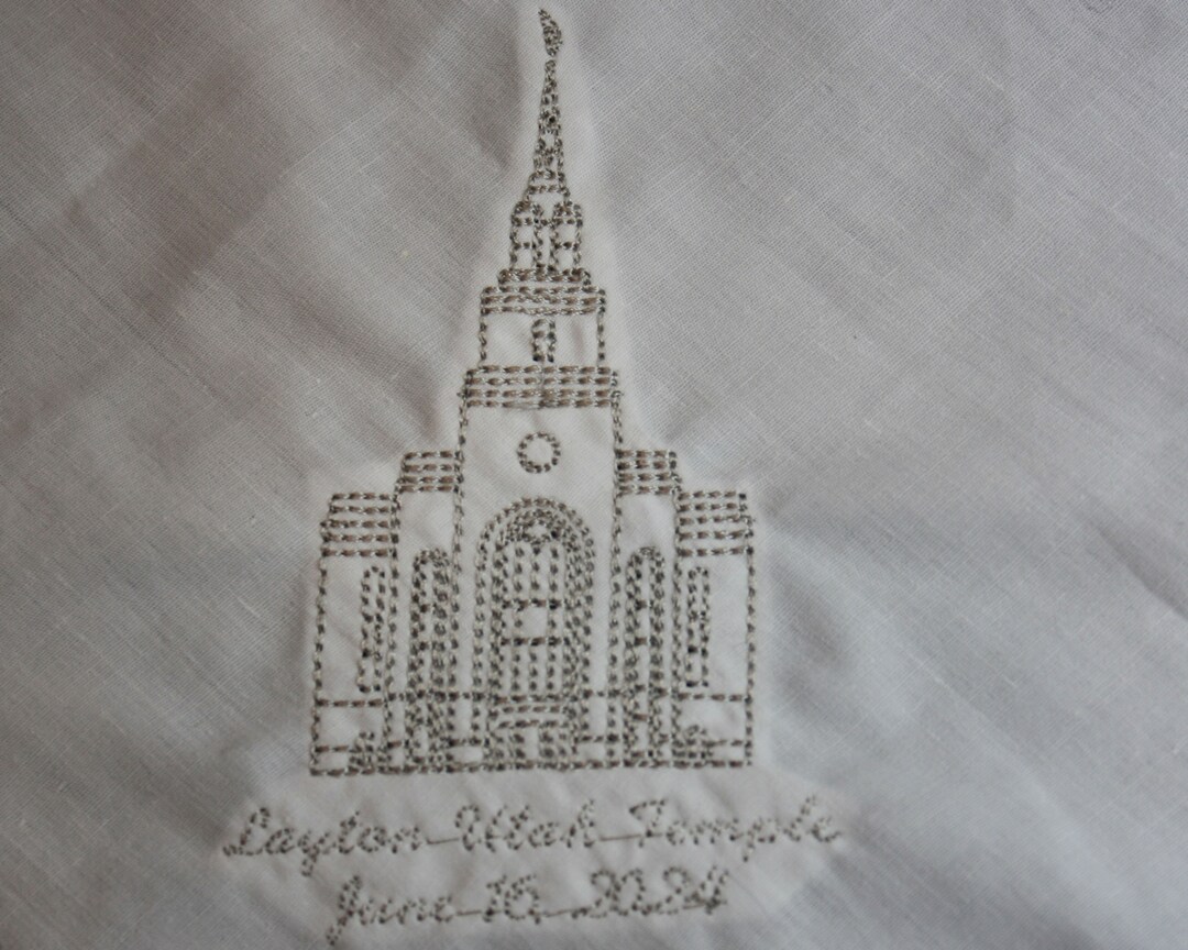 Embroidered Layton Utah Temple Handkerchiefs Etsy