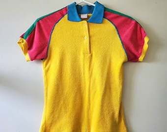 Vintage Colorblock Frottee Poloshirt