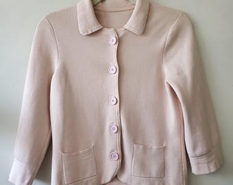 Vintage Y2K 2000er Jahre Pastell Rosa Button Up Cardigan Pullover Top
