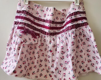 Vintage Y2K Purple Pink Ditsy Floral Print Corduroy Mini Skirt
