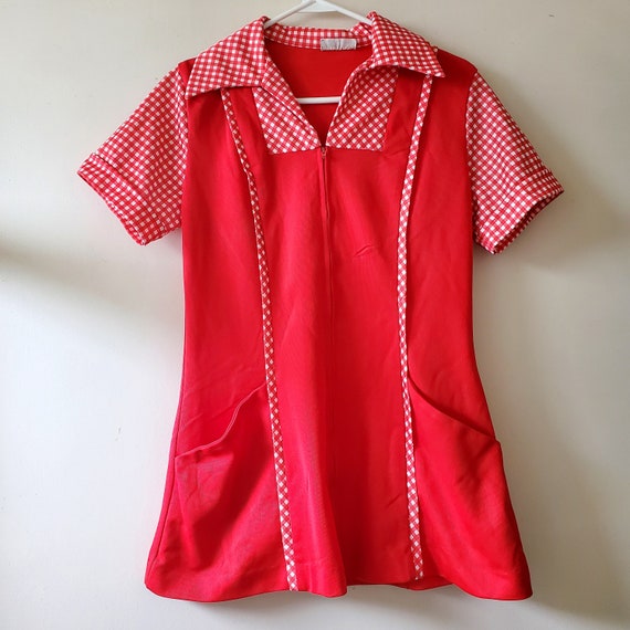 Vintage Red Gingham Dress, Red Checkered Gingham … - image 4