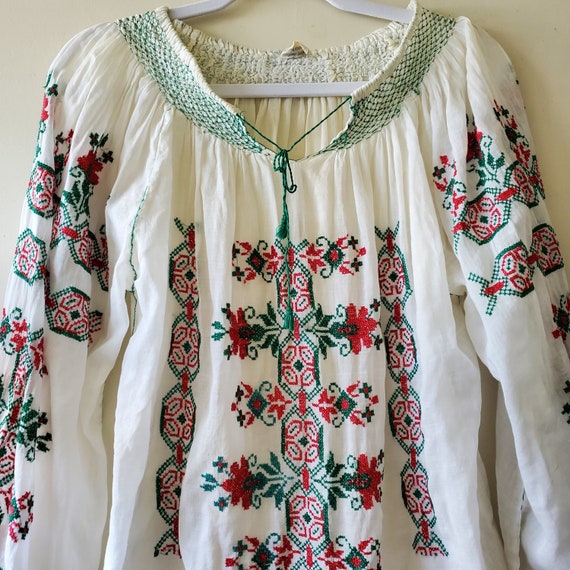 Vintage Embroidered Hungarian Blouse Top - image 2