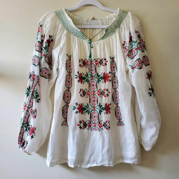 Vintage Embroidered Hungarian Blouse Top - image 1