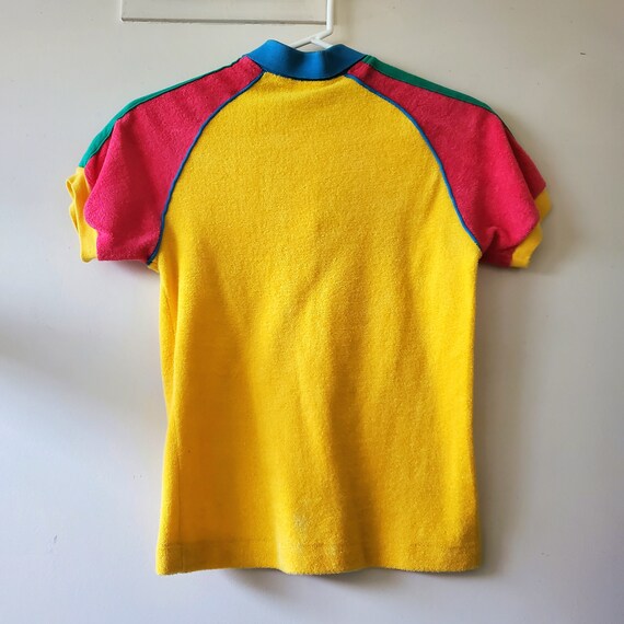 Vintage Colorblock Terry Cloth Polo Shirt - image 3