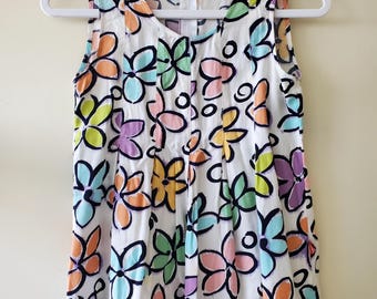 Vintage 90s ESPRIT Pastel Floral Print Tank Top Blouse