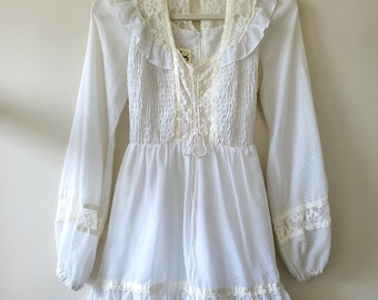 Vintage 70er Jahre Jody T Of California Swiss Swiss Dot Cottagecore Kleid