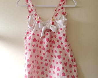 Vintage Y2K Pastell Rosa Herz Muster Babydoll Cami Top