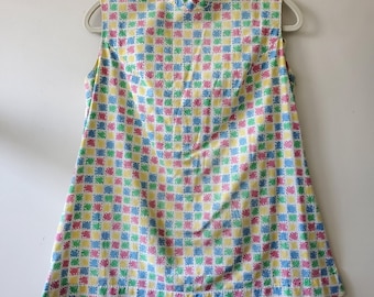 Vintage 80er 90er Jahre Pastell karierter Print Babydoll Tunika Bluse Top
