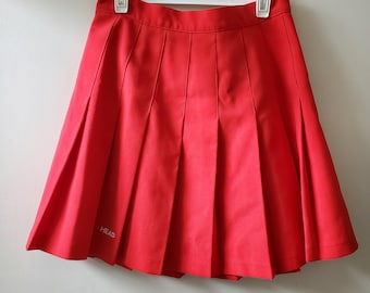 Roter Vintage 90er Jahre HEAD Sportlicher Tennis-Plisseerock