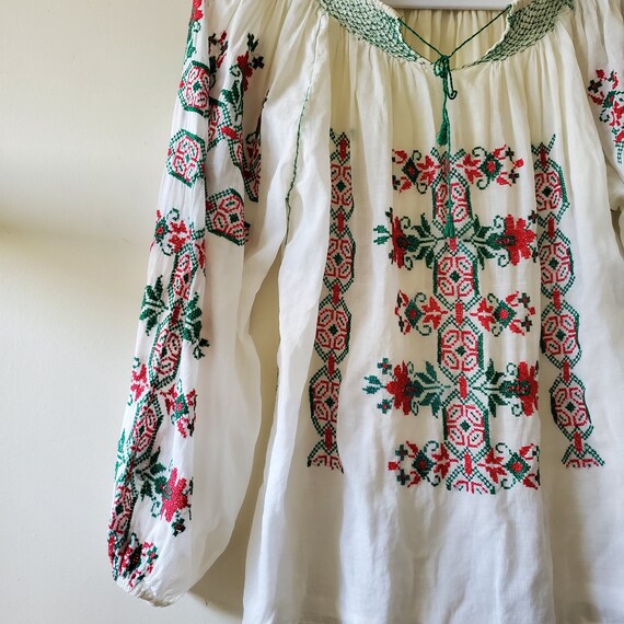 Vintage Embroidered Hungarian Blouse Top - image 3