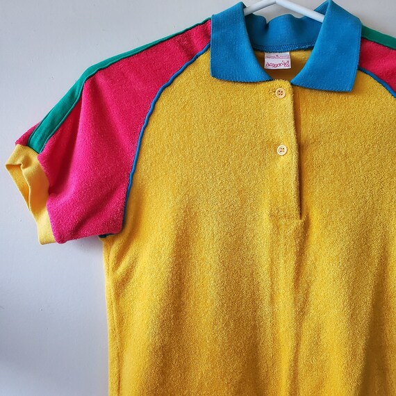 Vintage Colorblock Terry Cloth Polo Shirt - image 2