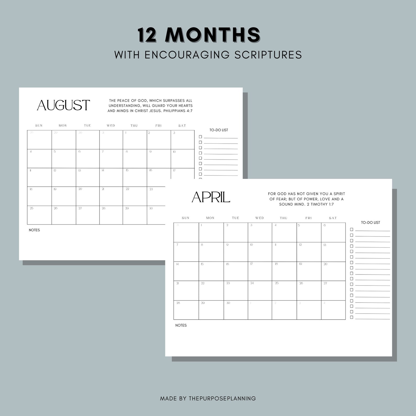 Printable 2024 Calendar With Scriptures Etsy