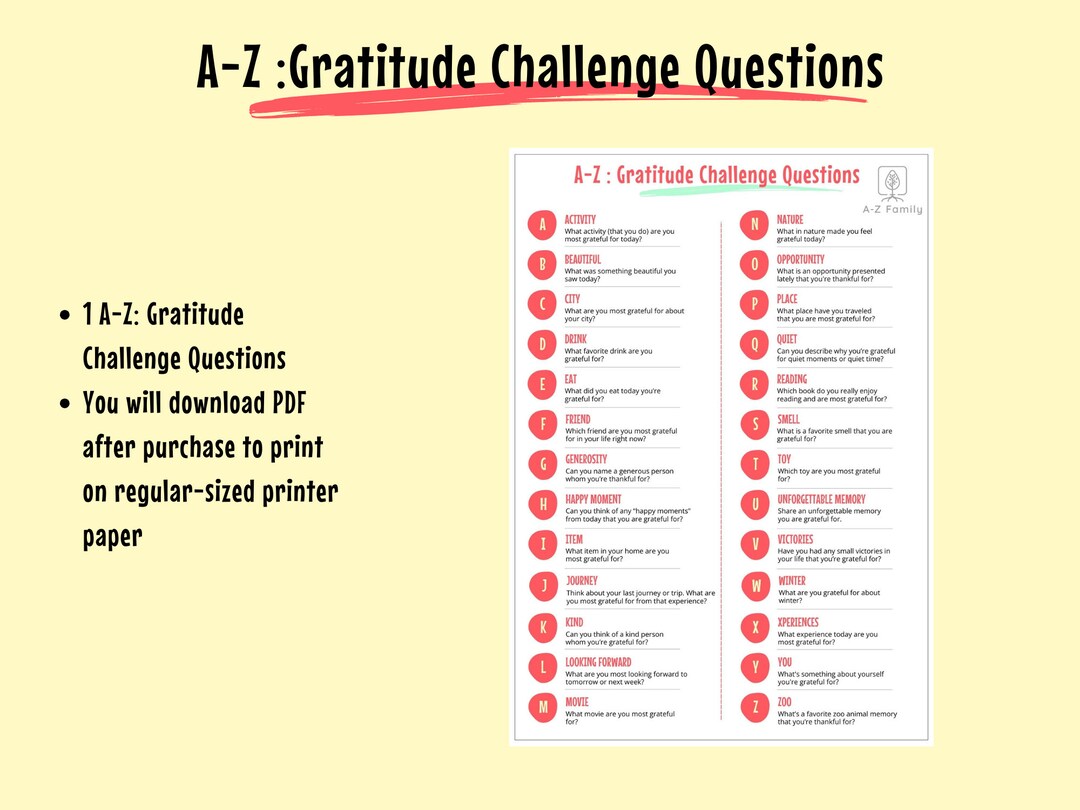 Gratitude Challenge Questions - Etsy