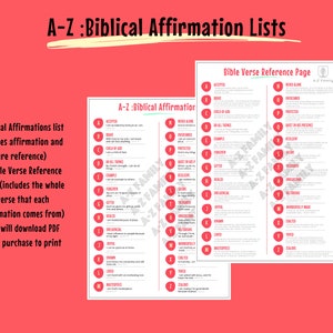A-Z: Biblical Affirmation Lists