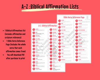 A-Z: Biblical Affirmation Lists