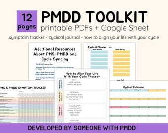 PMDD Tracker - Period Tracker - PMDD Journal - Cycle Syncing Digital Planner - Printable and Google Sheets