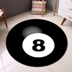 8 Ball Rug: Round Billiard Game Room Carpet