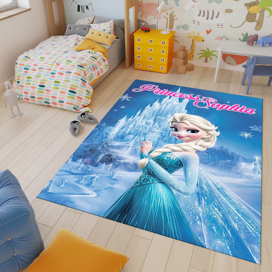 Elsa Round Rug Personalized Elsa Rug: Kids Nursery Decor, Frozen Theme - Etsy