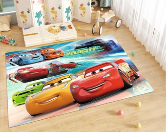 Alfombra de Cars: Decoración infantil para habitación infantil de McQueen, alfombra colorida