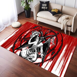 Satanic Devil Rug: Gothic Horror Art Decor