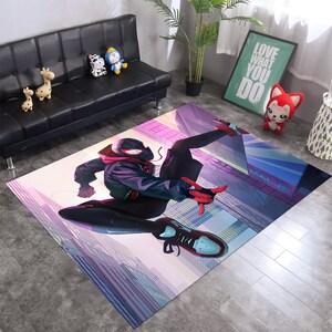 Tapis Spiderman, tapis à thème, tapis fantastique, tapis chaussures, carpette, tapis pour enfants, tapis coloré, tapis pop art, tapis Marvel, cadeau pour lui, tapis minimaliste image 2