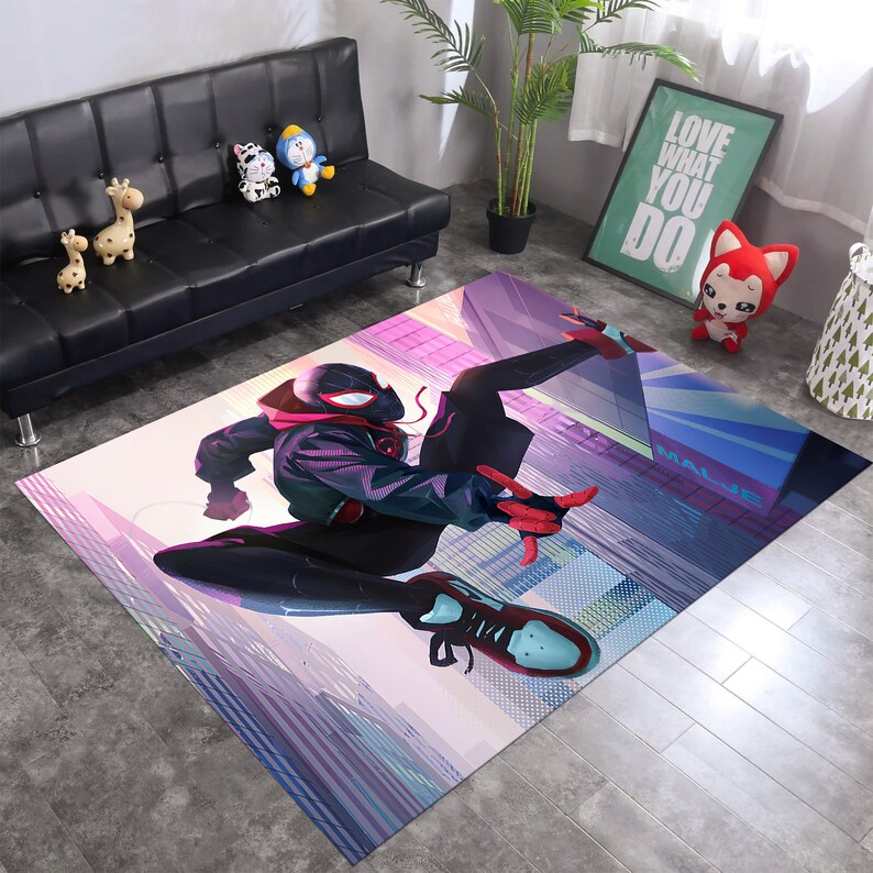Tapis Spiderman, tapis à thème, tapis fantastique, tapis chaussures, carpette, tapis pour enfants, tapis coloré, tapis pop art, tapis Marvel, cadeau pour lui, tapis minimaliste image 2