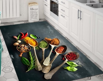Spices Kitchen Rug: Colorful Modern Washable Runner