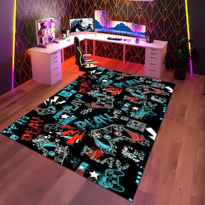 Colorful Game Console Rug: E-Sport Play Room Decor