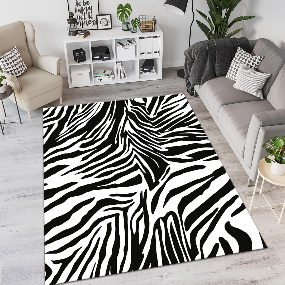 Zebra Pattern Rug,animal Pattern Rug,modern Rug,aesthetic Rug,black and ...