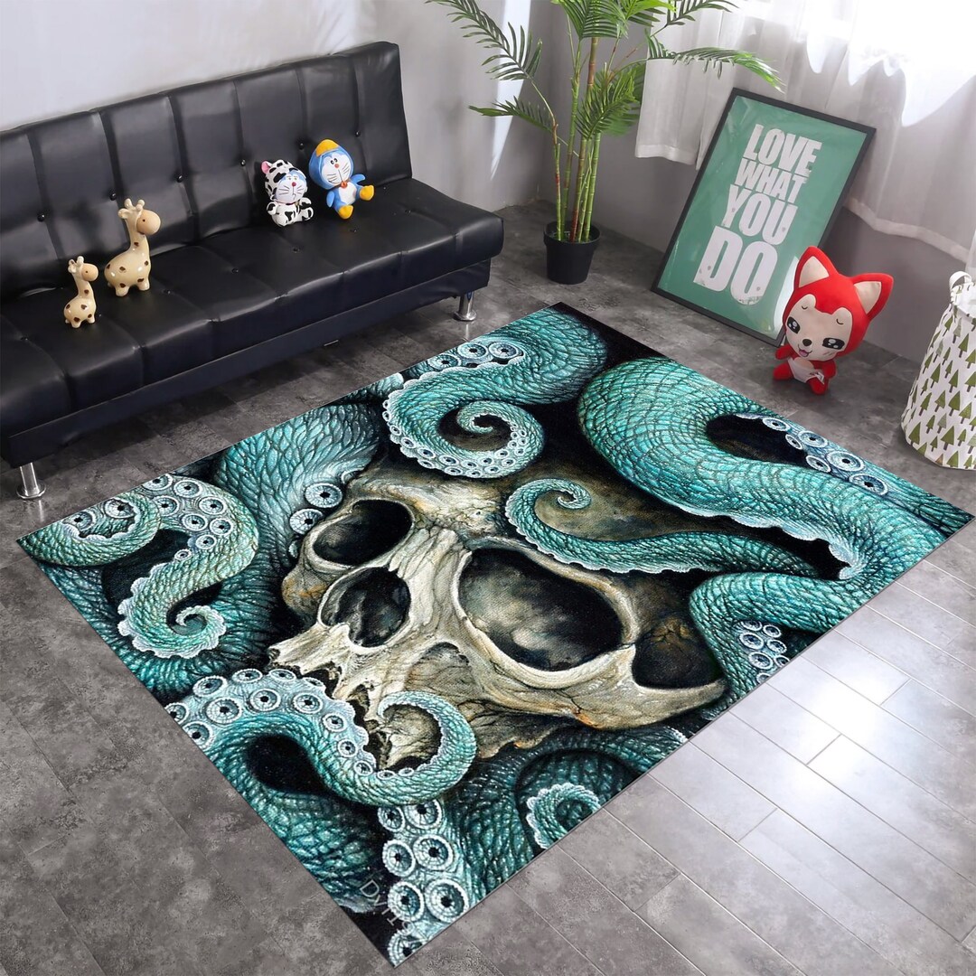 Octopus Rug,skull Rug,gothic Rug,unique Rug,colorful Rug,home Decor ...