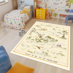 Tapis Winnie l'ourson, tapis carte Winnie, tapis carte, tapis dessin animé, tapis coloré, tapis pour chambre d'enfant, décoration de chambre d'enfant, tapis de chambre, décoration d'enfants, tapis personnalisé, carpette