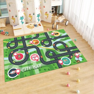 Map Rug, Road Rug, Play Rug, Funny Rug, Kids Room Rug, Nursery Decor, Gift for Kids, Play Room Rug, Custom Rug, Personalized Gifts, Area Rug