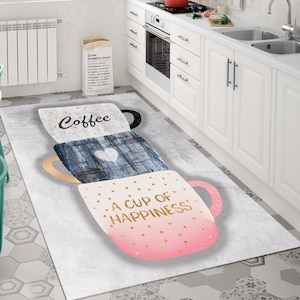 Coffee Cup Pattern Rug,Colorful Rug,Modern Rug,Written Rug,Washable Rug,Kitchen Rug,Area Rug,Kitchen Mat,Kitchen Decor,Gifts For Mom