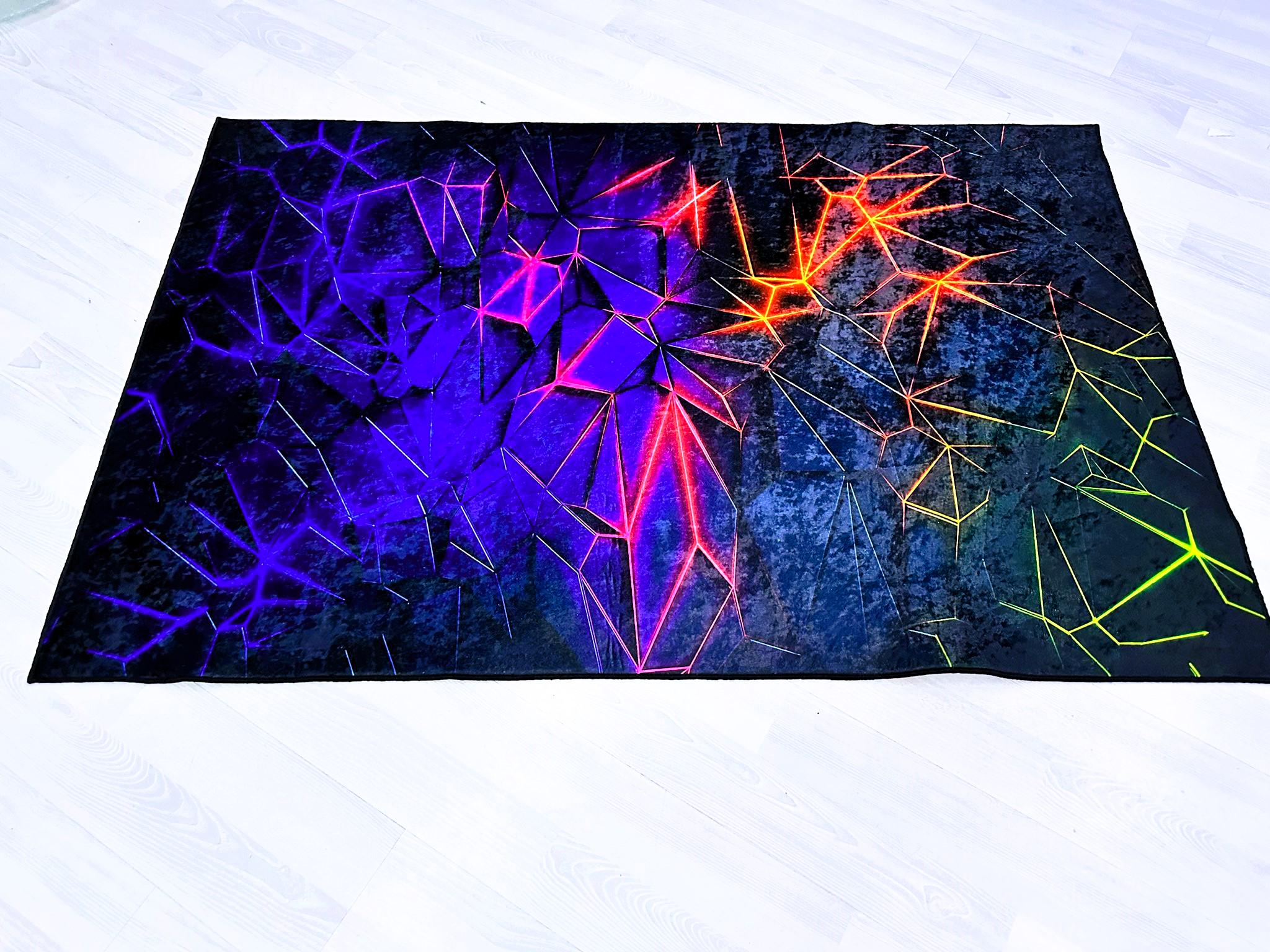 Geometric Gaming Rug Geometric Gamer Rug, Neon Lighting, E-sport Decor - Etsy