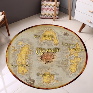 Azeroth World Map, World of Warcraft, Runder Teppich, Coole Teppiche, Beliebte Teppich, Fantastischer Teppich, Filmdekor, Teppich für Jungen