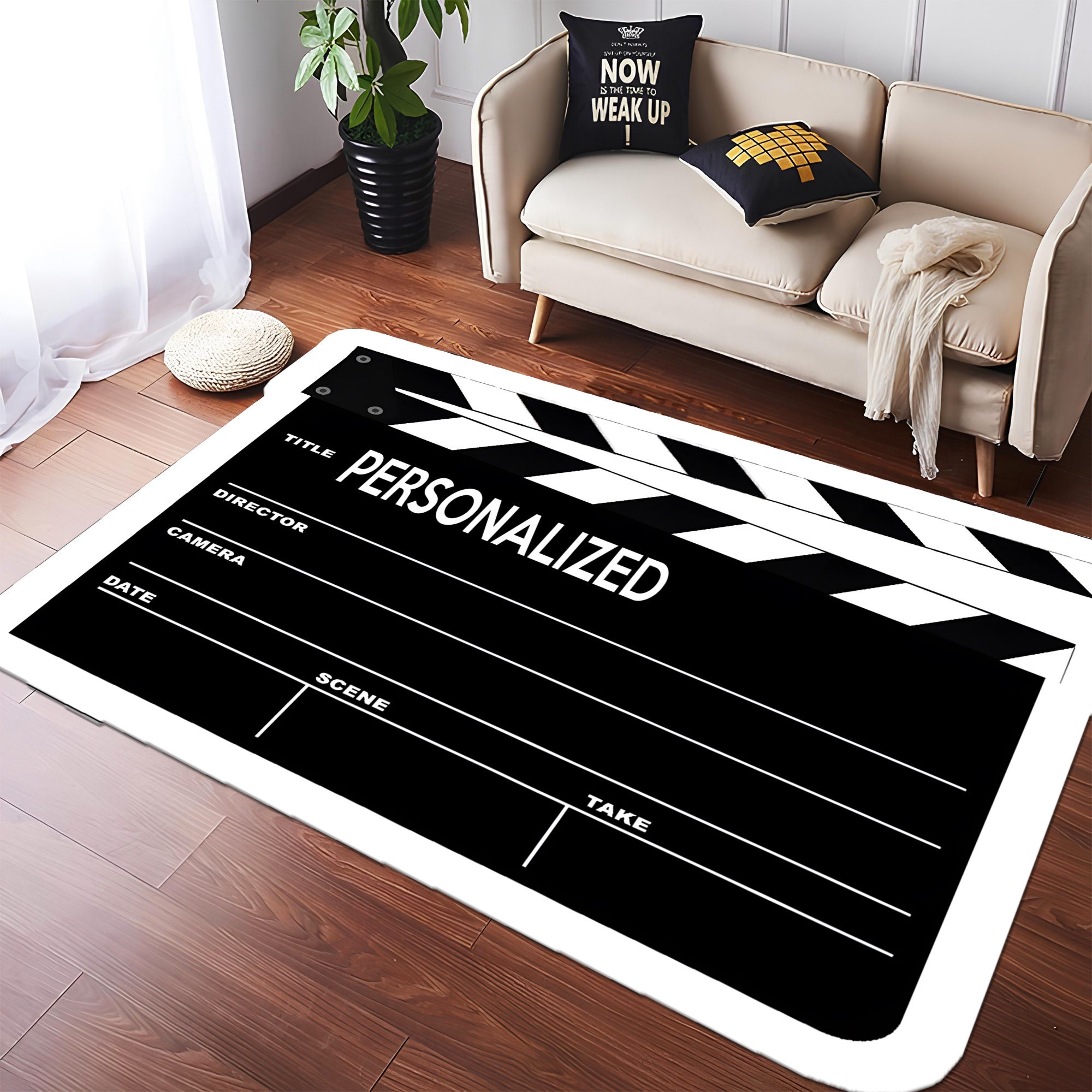 Customizable Cinema Clapperboard Rug: Movie Room Decor - Etsy