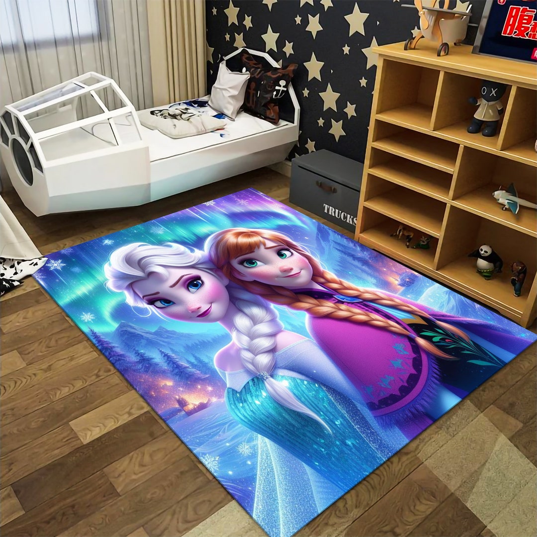 Frozen Rug Frozen Theme Kids Rug: Elsa and Anna Nursery Decor, Frozen Rug, Elsa ...