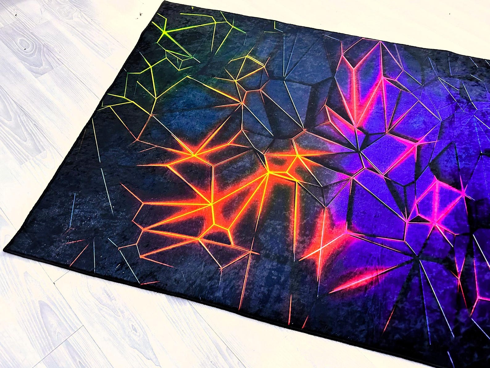 Rgb Gaming Rug Geometric Gamer Rug, Neon Lighting, E-sport Decor - Etsy