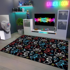 Colorful Game Console Rug: E-Sport Gamer Room Decor