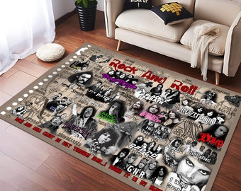 Rock and Roll Collection, Metal Rug, Rock Rug, Music Rug,Guitar Rug,Music Decor,Music Room Rug,Awesome Rug,Unique Rug,Area Rug,Gifts For Him