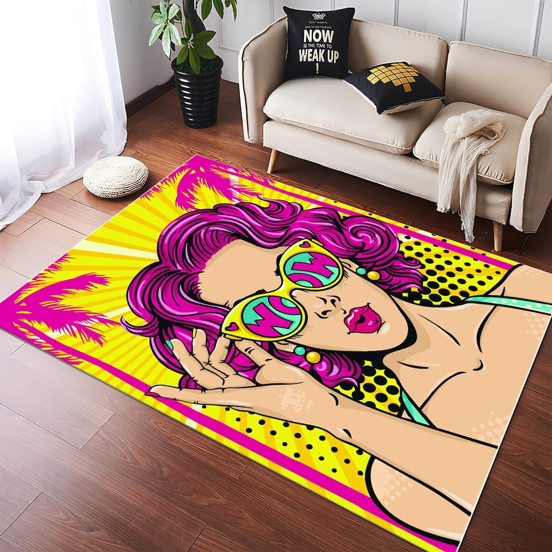 Lady Rugs Women Rug, Sexy Girl Rug, Pop Art Rug, Art Rug, Colorful Rug, Rugs for ...