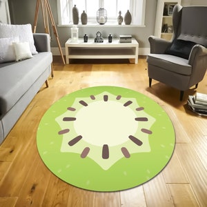 Kiwi Rug: Round Cotton Area Rug, Kitchen Decor