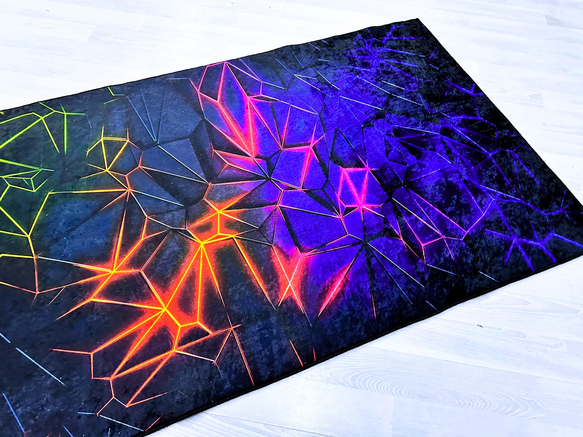 Geometric Gaming Rug Geometric Gamer Rug, Neon Lighting, E-sport Decor - Etsy