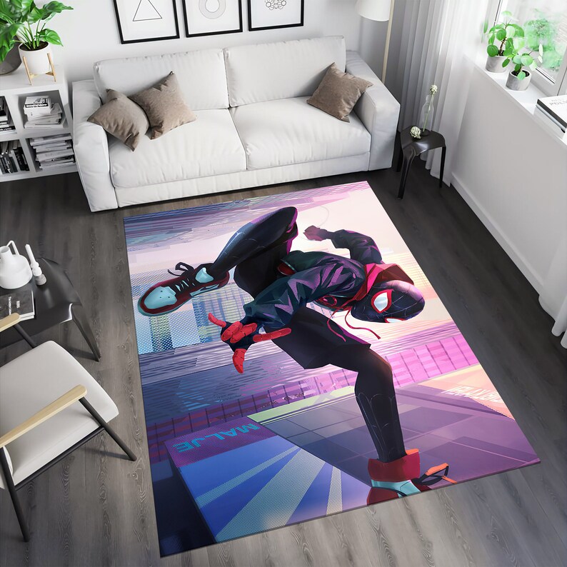 Tapis Spiderman, tapis à thème, tapis fantastique, tapis chaussures, carpette, tapis pour enfants, tapis coloré, tapis pop art, tapis Marvel, cadeau pour lui, tapis minimaliste image 10
